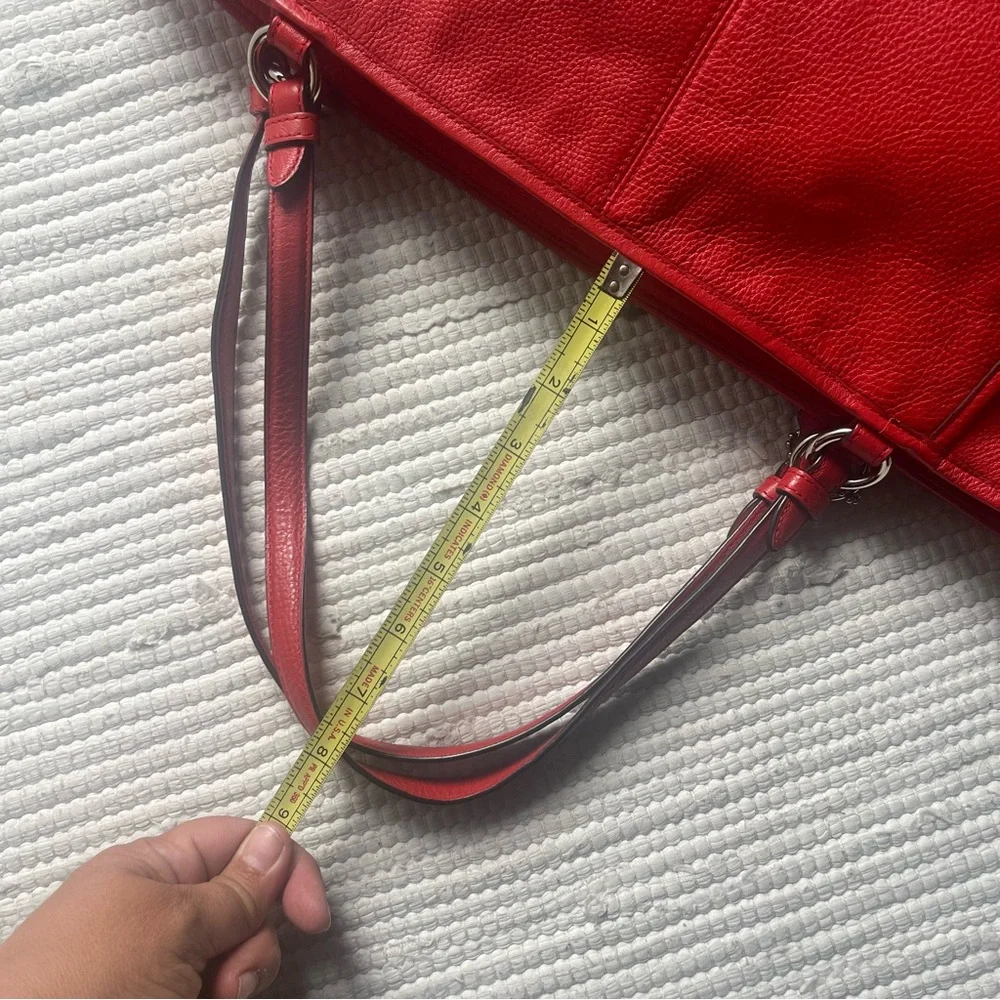 Coach 29898 RED COACH Park Patent Leather Carrie Tote Handbag Pebble Leather